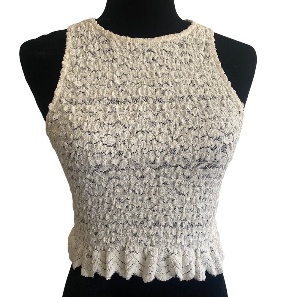 Zara textured crop top cream M